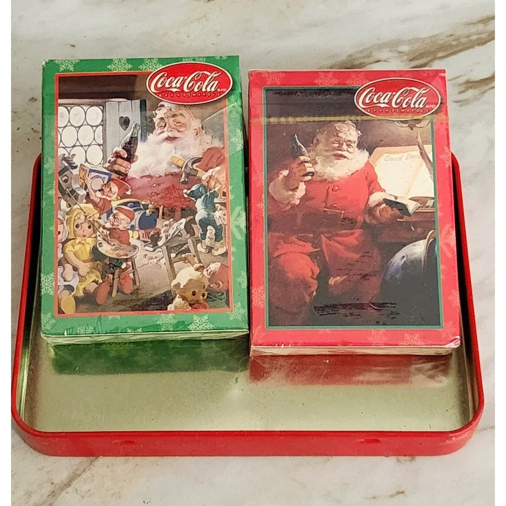 Coca-Cola Bicycle Playing Cards‎ Embossed Collectible Tin Holiday Advertising
